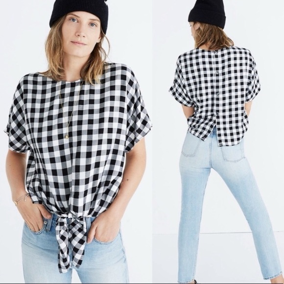 Madewell Plaid Tee size xs - Picture 1 of 8